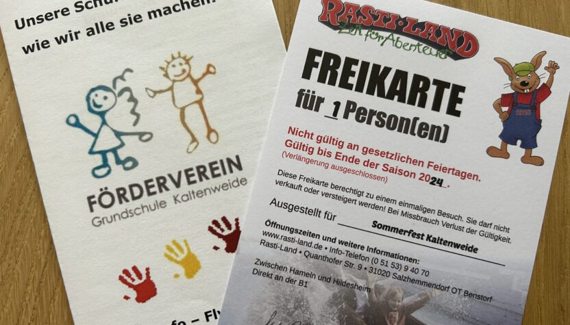 (c) Förderverein der Grundschule Kaltenweide - Versand der Rastiland-Freikarten